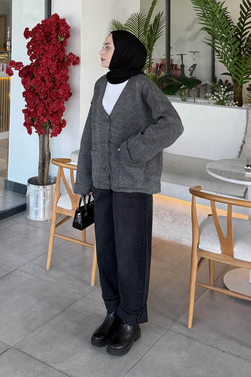 Lamelif Cepli Hırka Gri