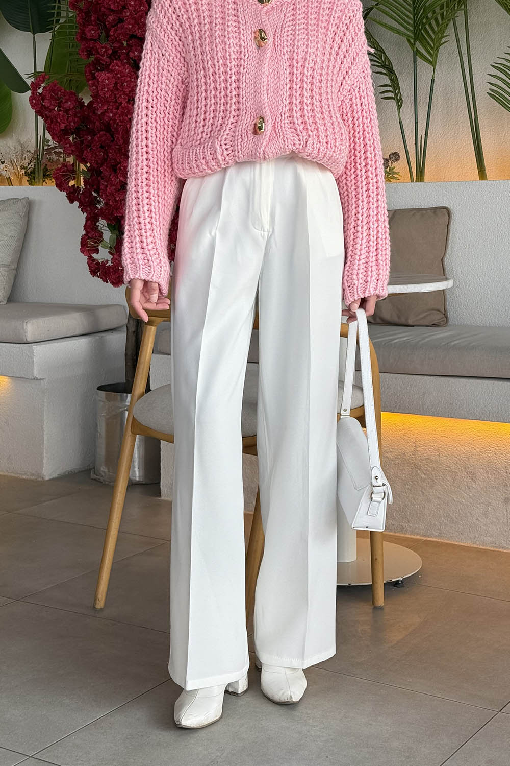 Lamelif Pensli Pantolon Ekru