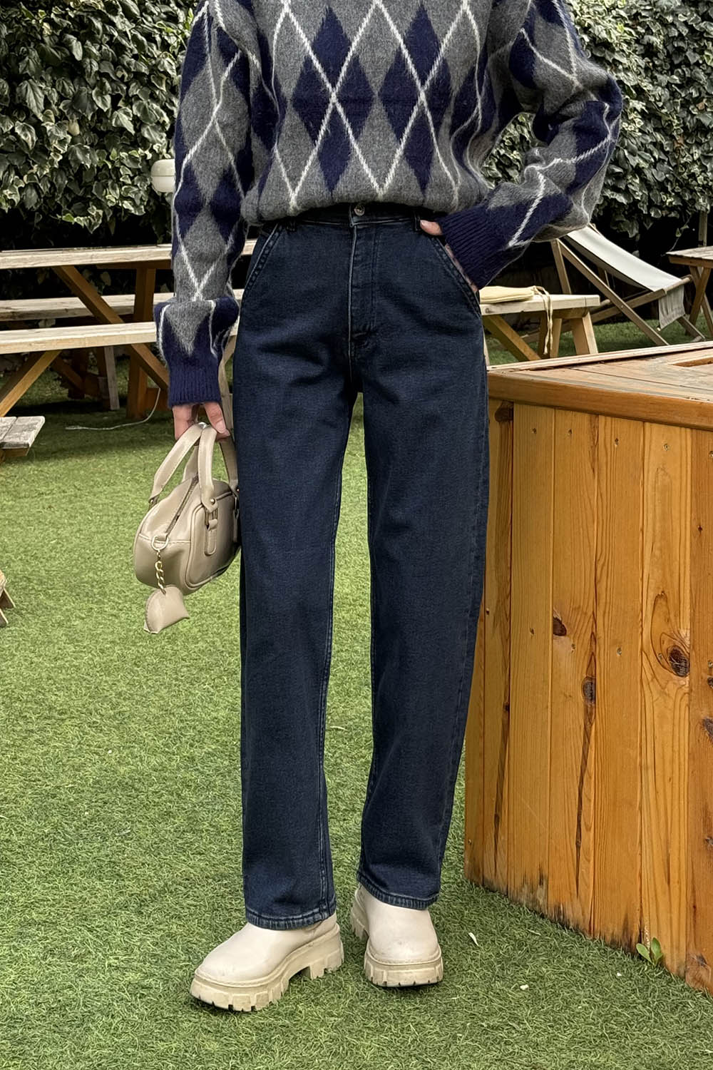 Lamelif Yan Cep Detaylı Boyfriend Pantolon Koyu Mavi