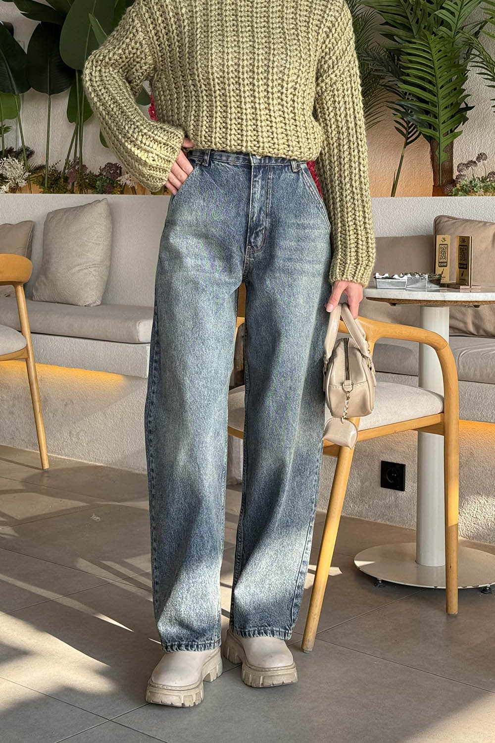 Lamelif Yan Cep Detaylı Boyfriend Pantolon  Yıkama