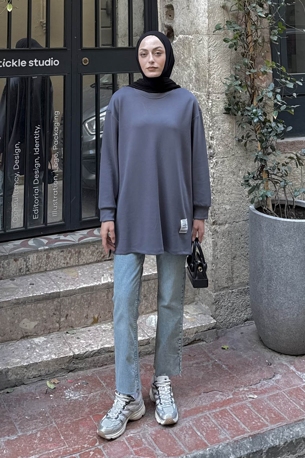 Lamelif Armalı Tesettür Sweat Antrasit