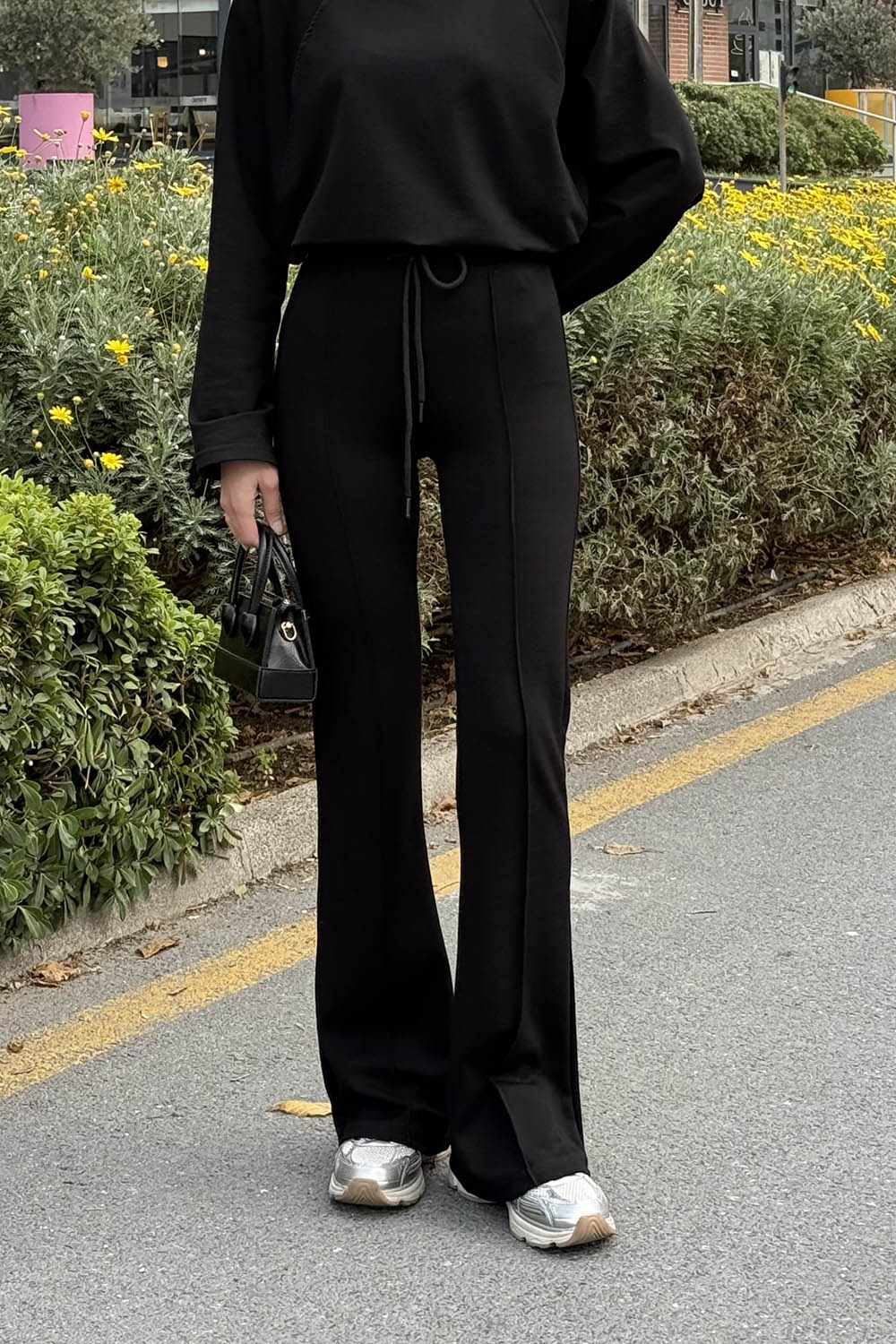 Lamelif Modal Çımalı Pantolon Siyah