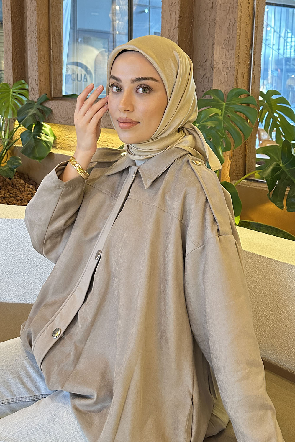 Lamelif Star Eşarp Koyu Vizon