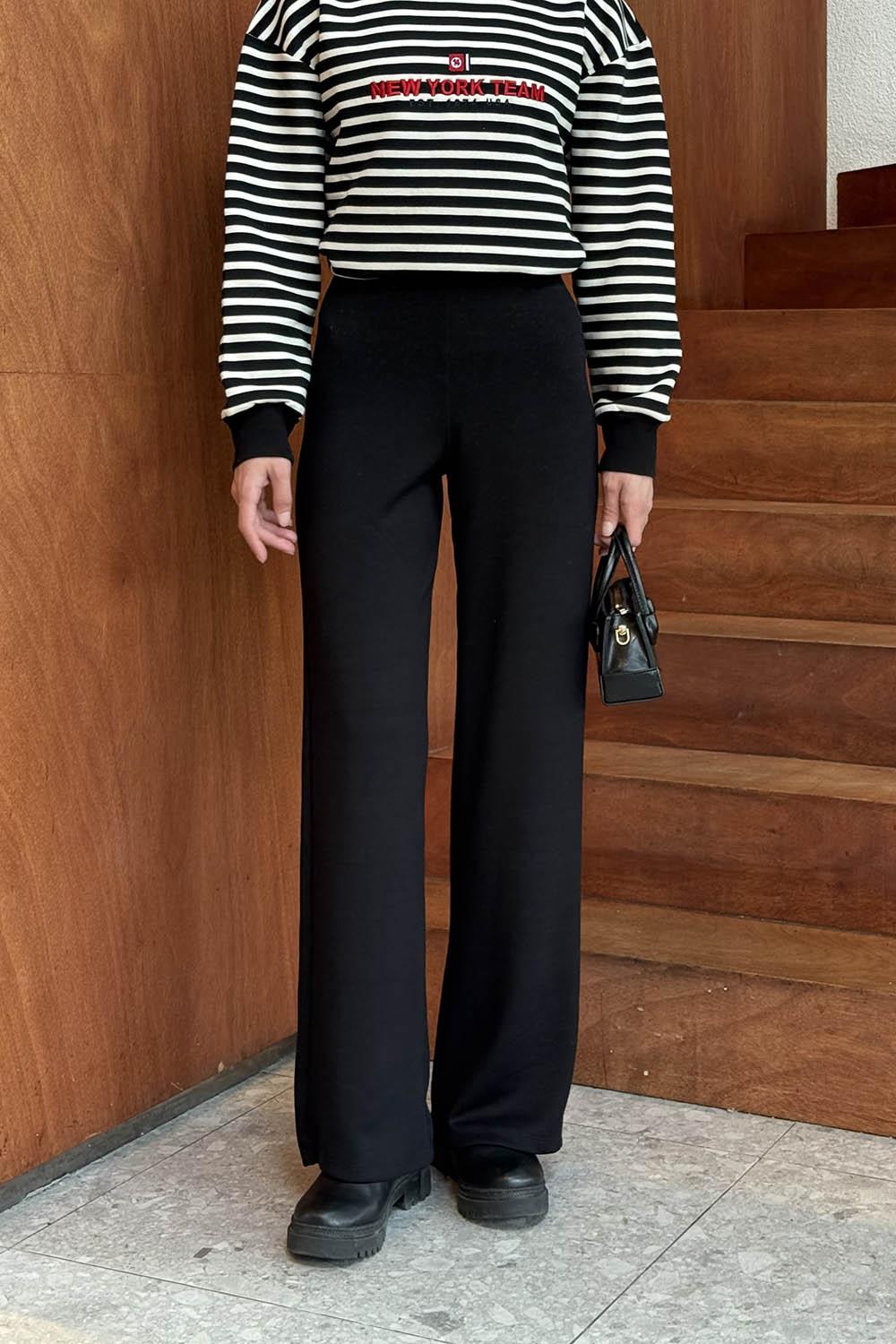 Lamelif Bel Lastikli Modal Eşofman Altı Siyah