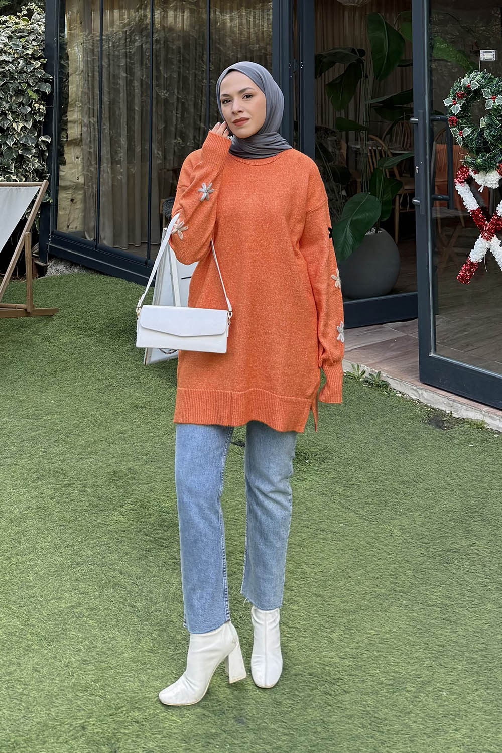 Orange Turtle Neck Long Arm Jumper