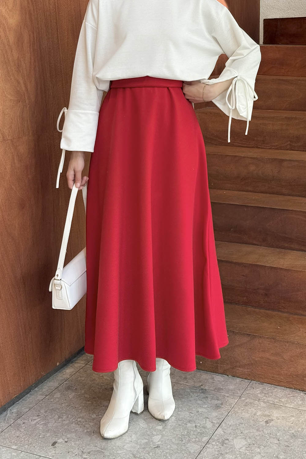 Lamelif Kaşe Etek Nar Çiçeği