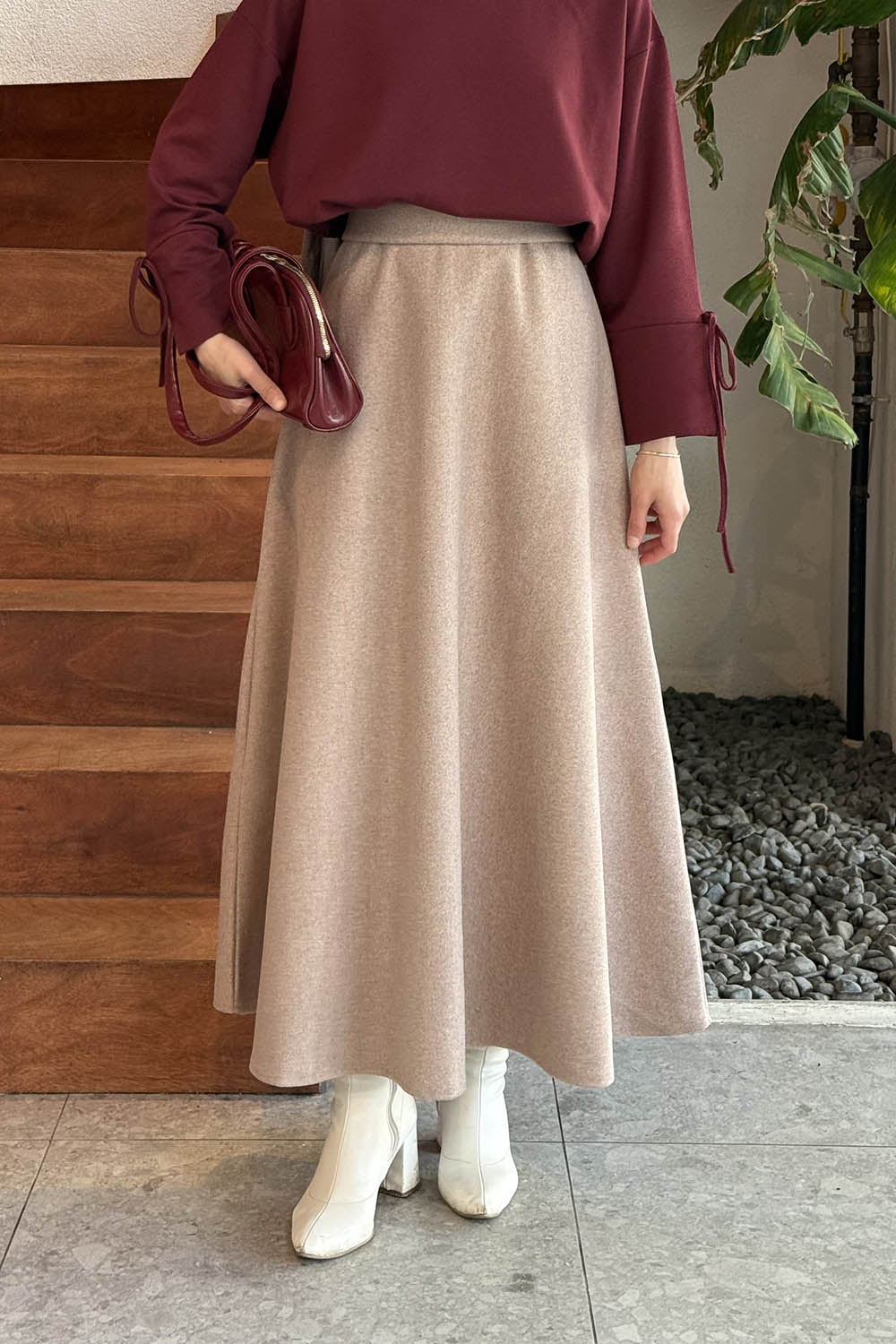 Lamelif Kaşe Etek Soft Kahve