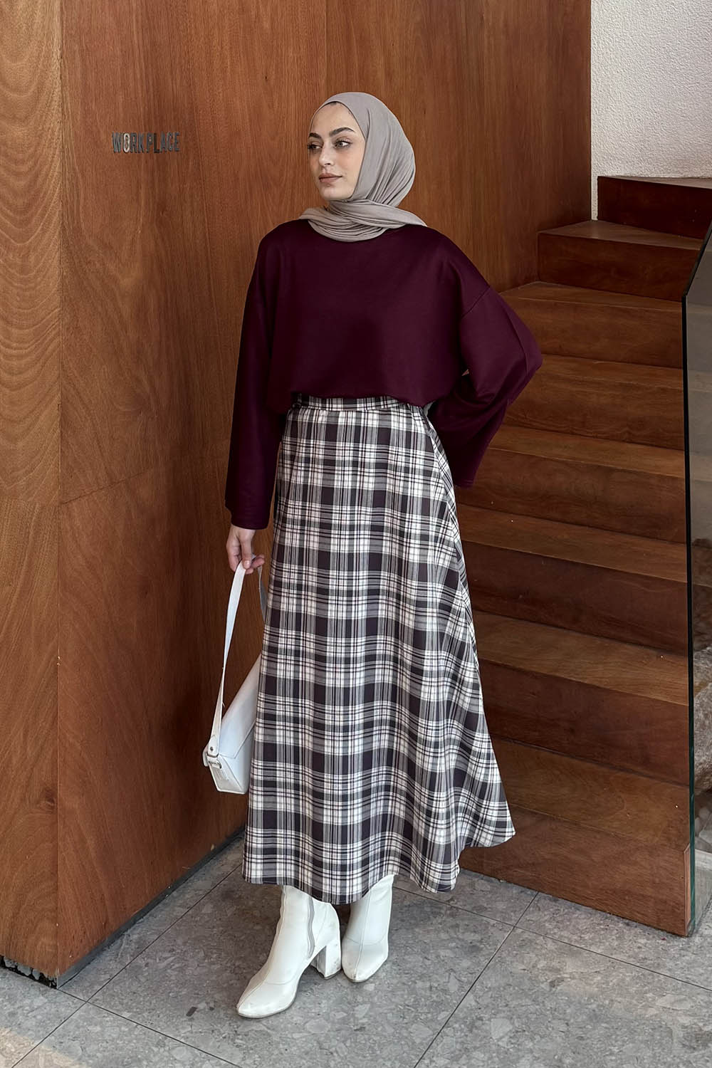 Lamelif Kol Armalı Sweatshirt Bordo