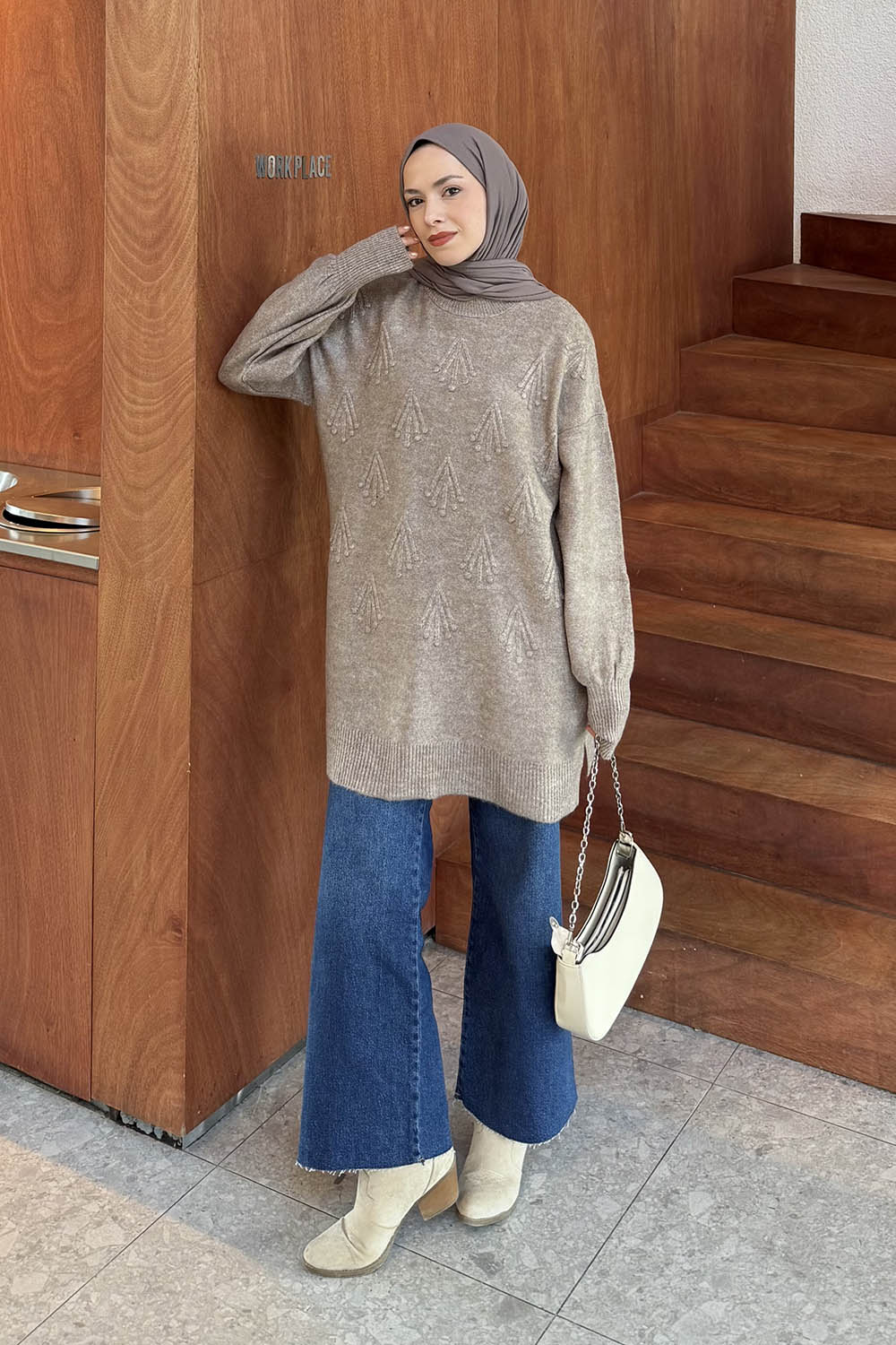 Lamelif Nakışlı Kazak Vizonrengi