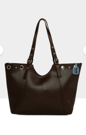 Lamelif Gümüş Halka Detaylı Kadın Omuz Çantası Acı Kahve