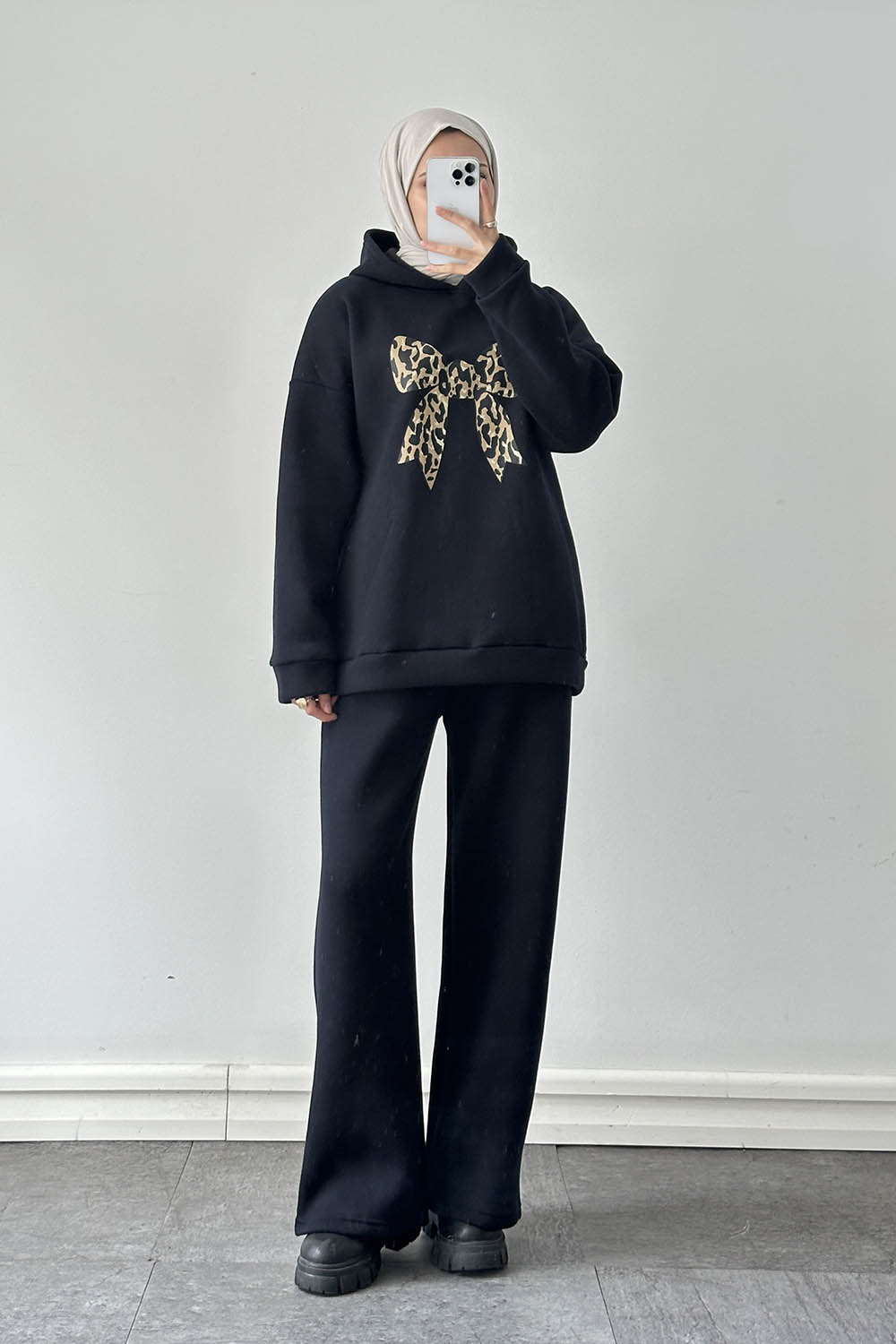 Navy Blue-1 Hood Neck Long Arm Cotton Regular Trousers Comfortable Suit