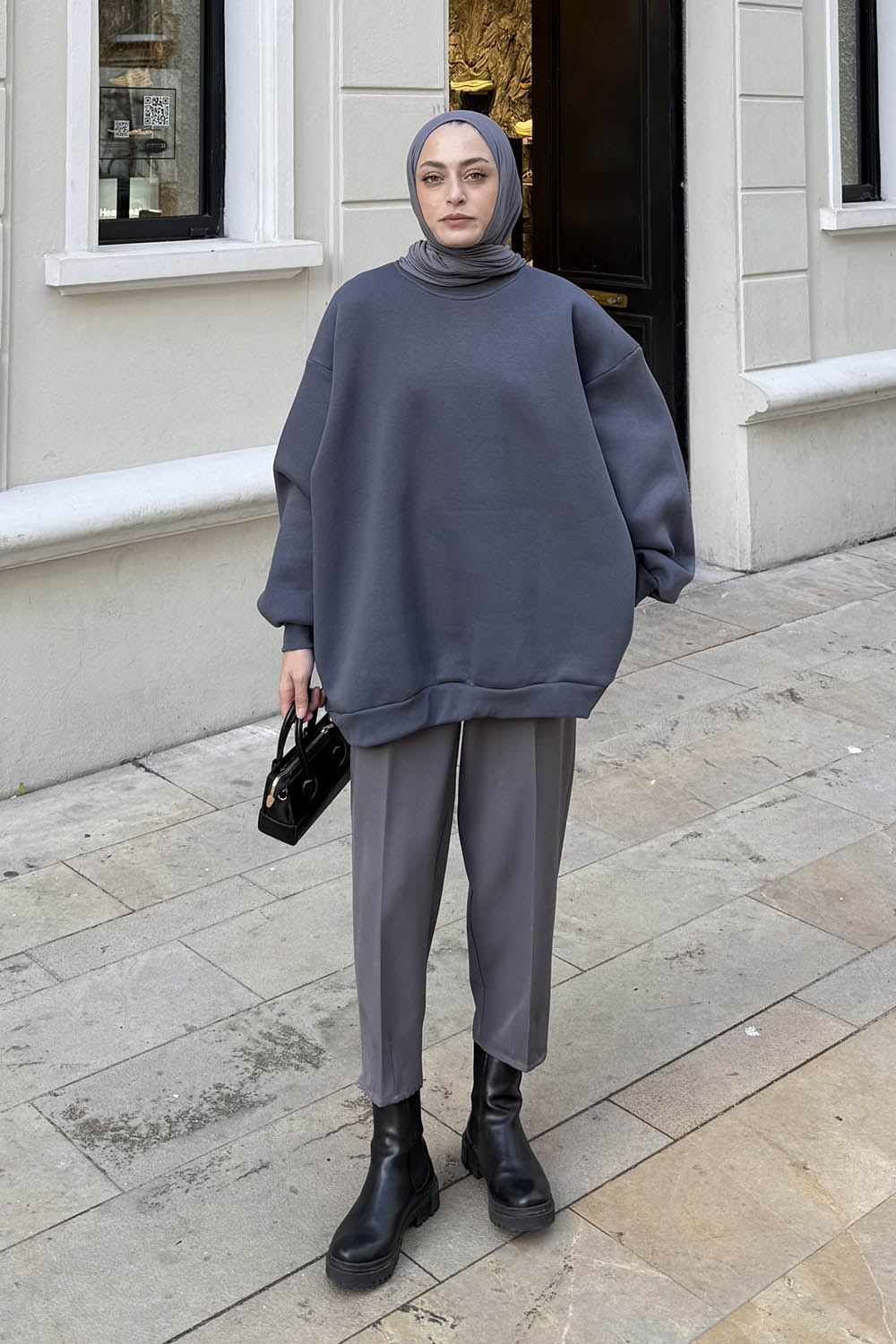 Lamelif Oversize Sweatshirt Antrasit