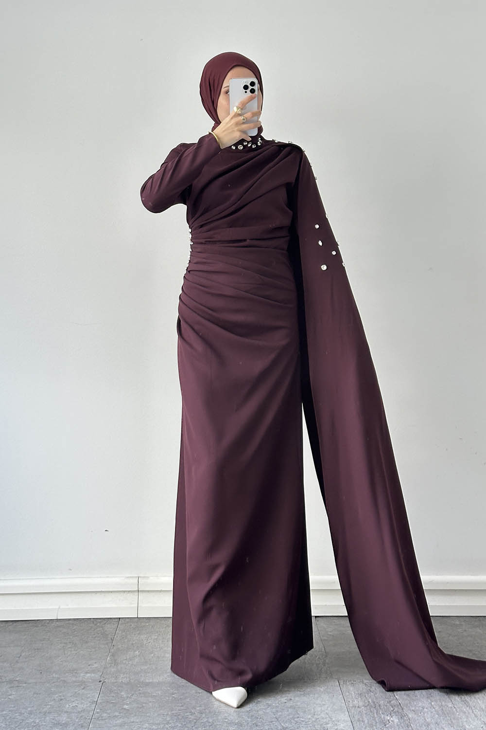 Plum Neckband Polyester Dresess