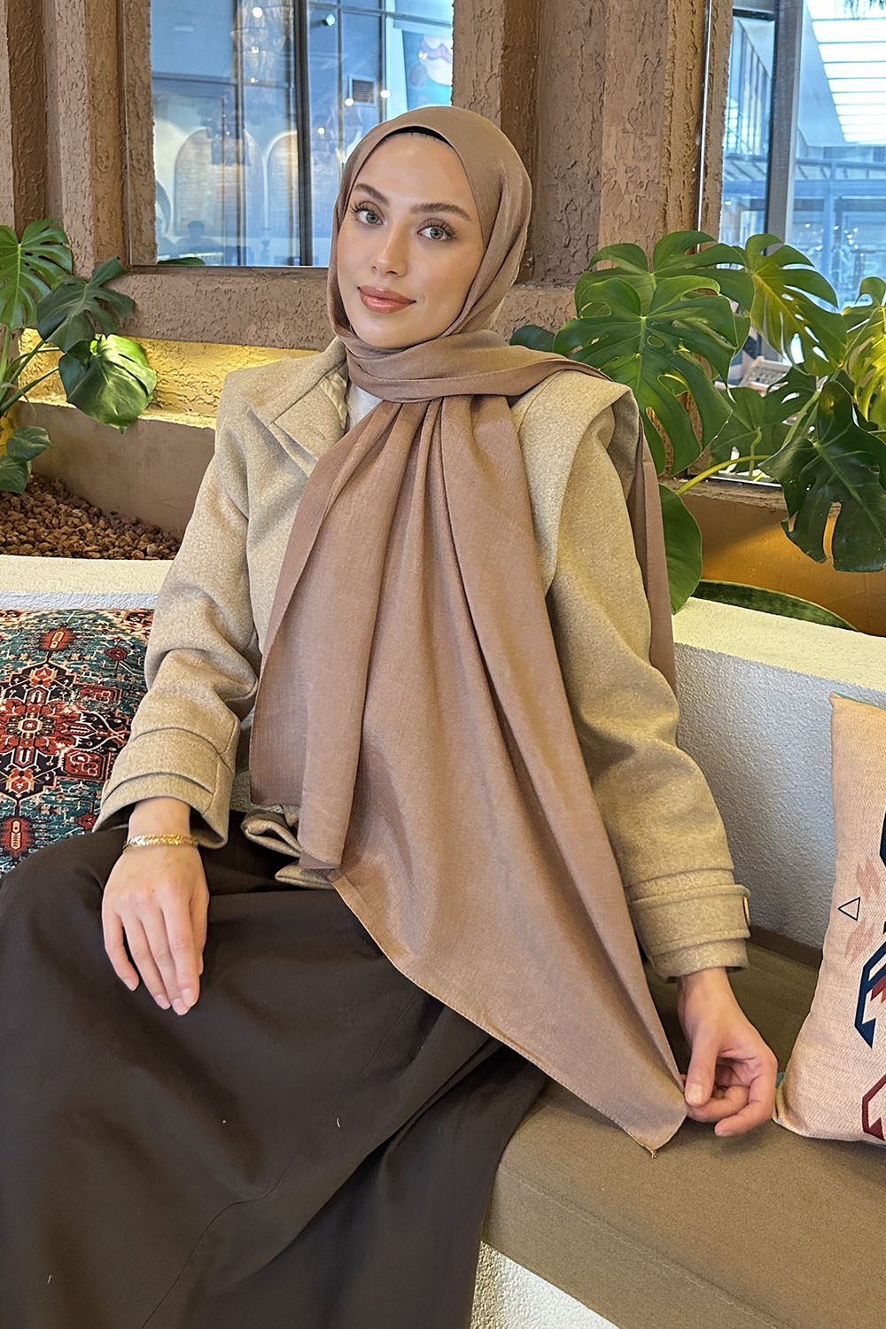 Brown With Milk Cotton Straight Shawl