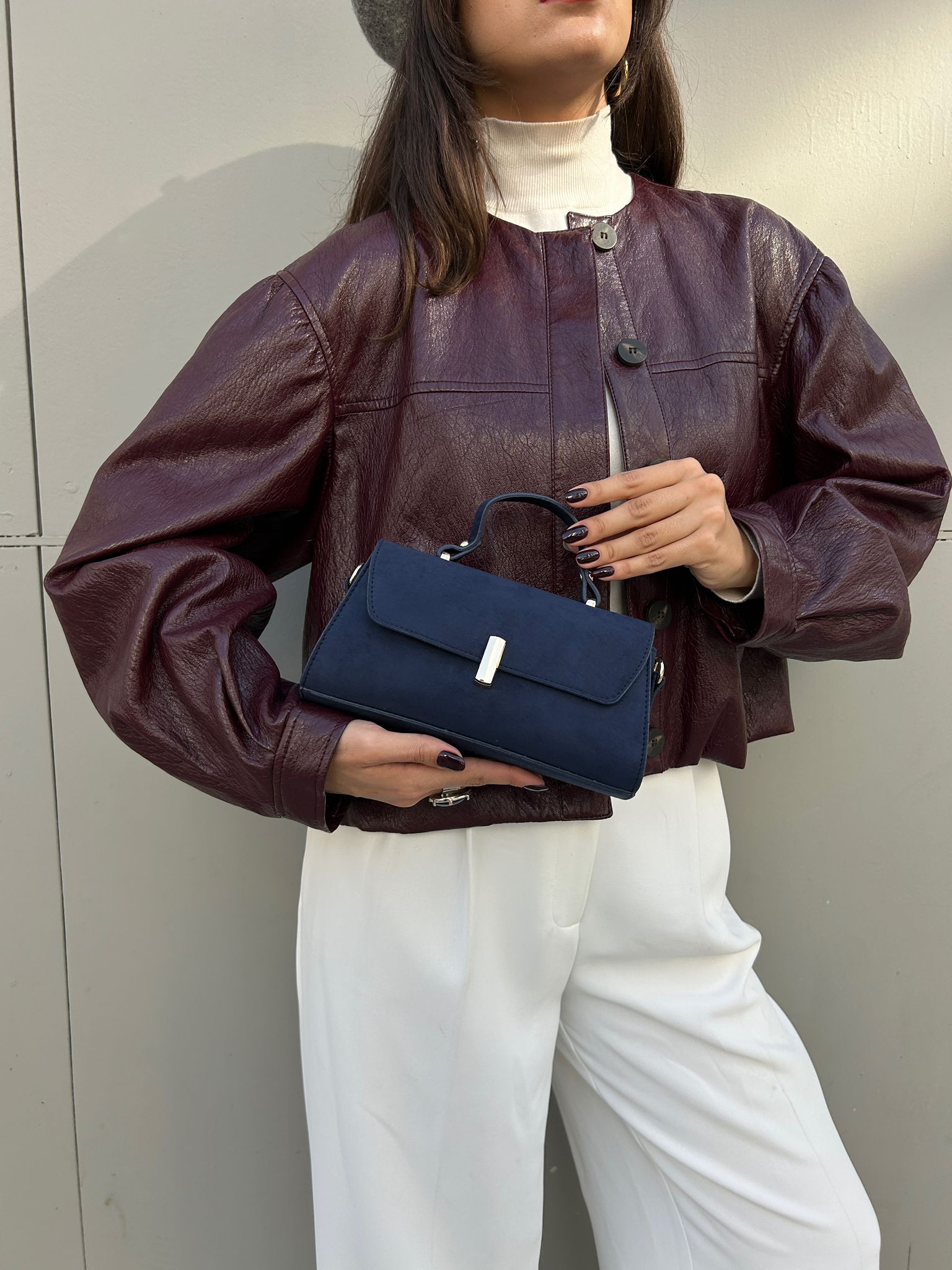 Lamelif Leına Süet Model Kadın Çapraz Çantası