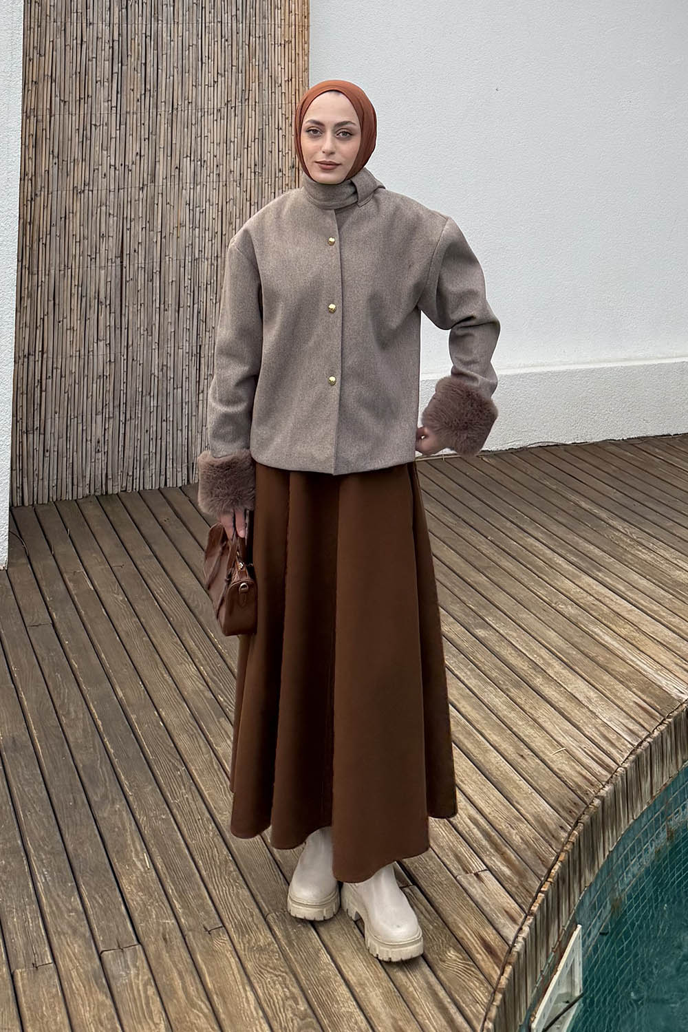 Mink Neckband Long Arm Coat