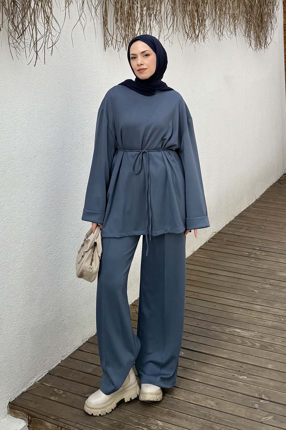 Lamelif Oysho İkili Tesettür Takım Antrasit