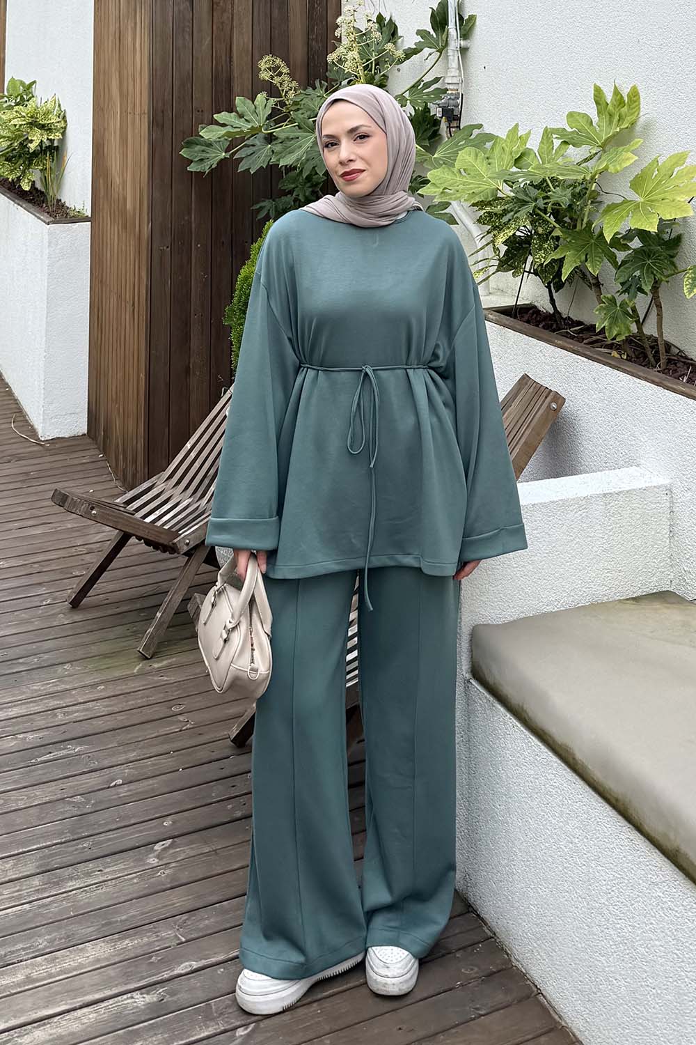 Lamelif Oysho İkili Tesettür Takım Yeşil