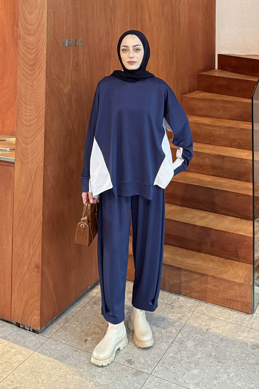 Lamelif Garnili İkili Takım Lacivert