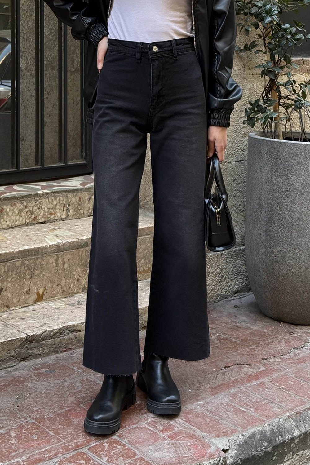 Lamelif Kesik Paça Jean Füme