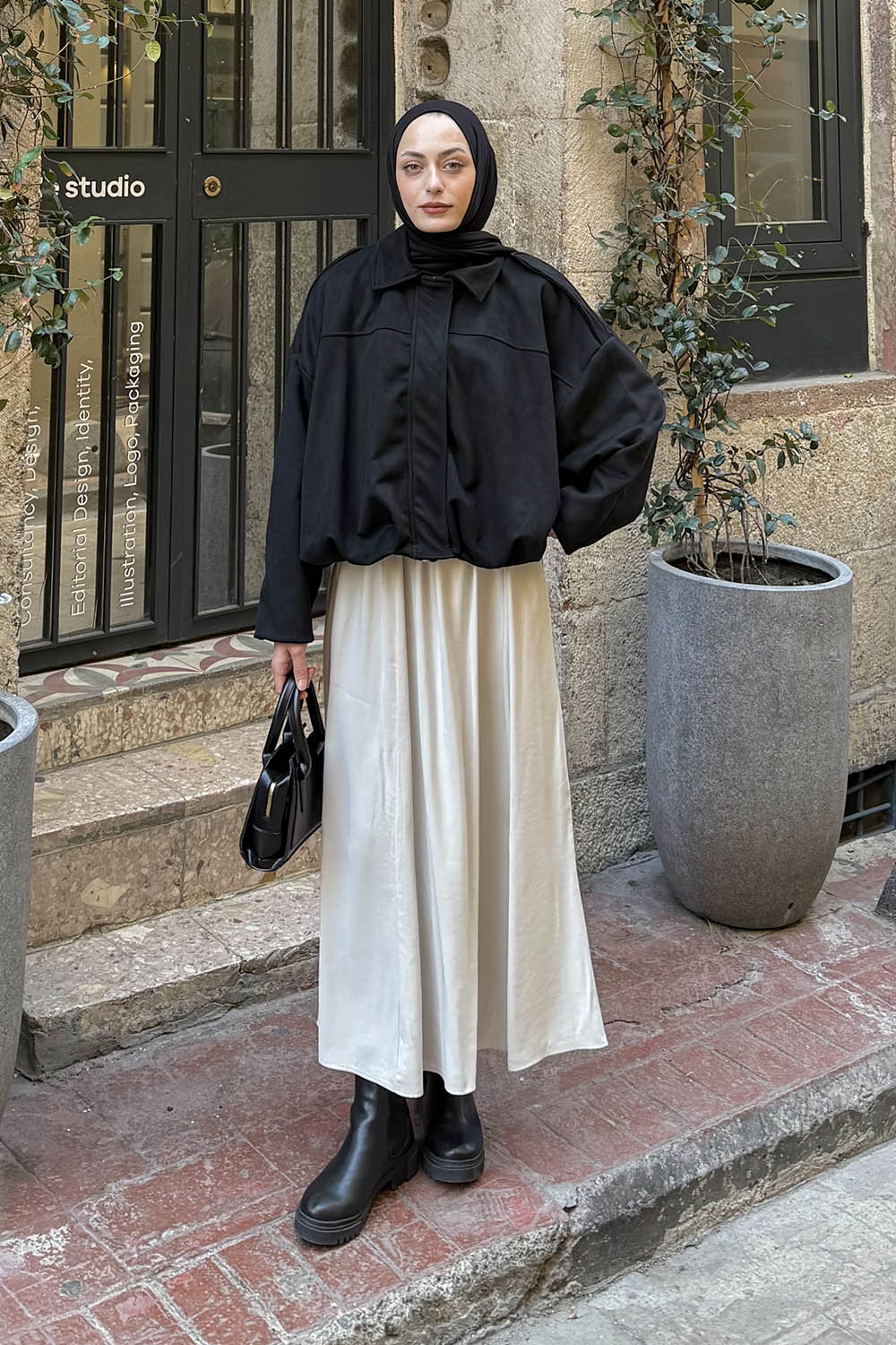 Lamelif Omuz Apoletli Süet Ceket Siyah