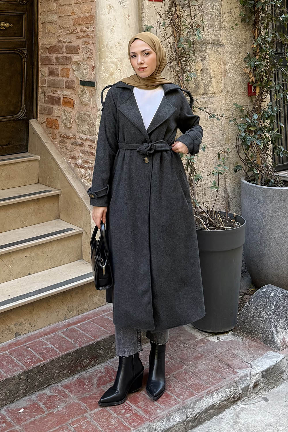 Lamelif Omuz Apoletli Kaban Antrasit