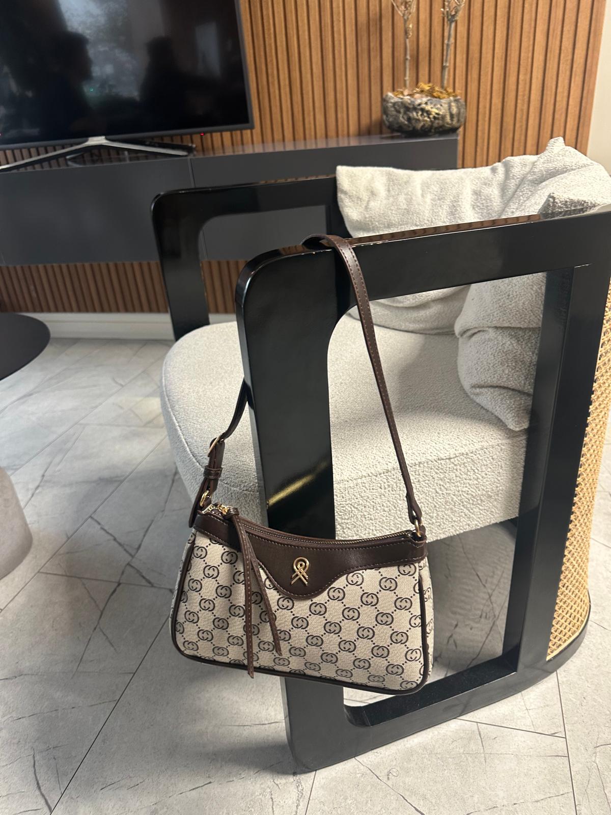 Lamelif Ophidia Kadın Çanta - Acı Kahve-Krem