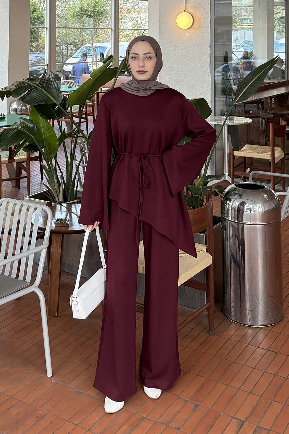 Lamelif Asimetrik Oyhso Takım Bordo