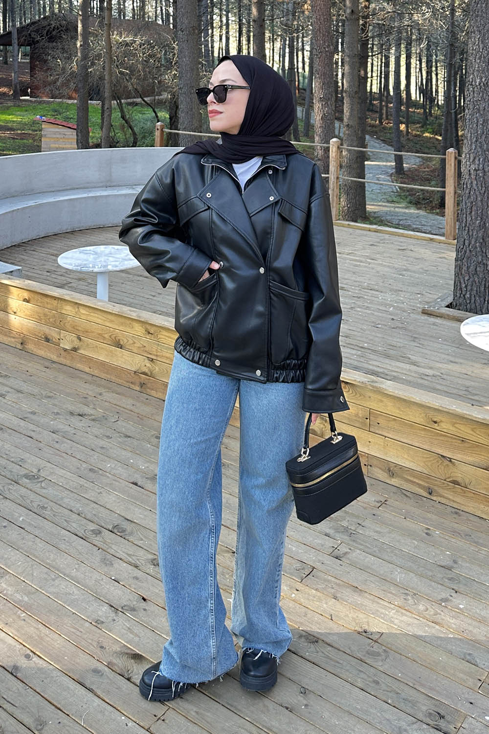 Lamelif Lamelif Çıtçıtlı Deri Mont Siyah