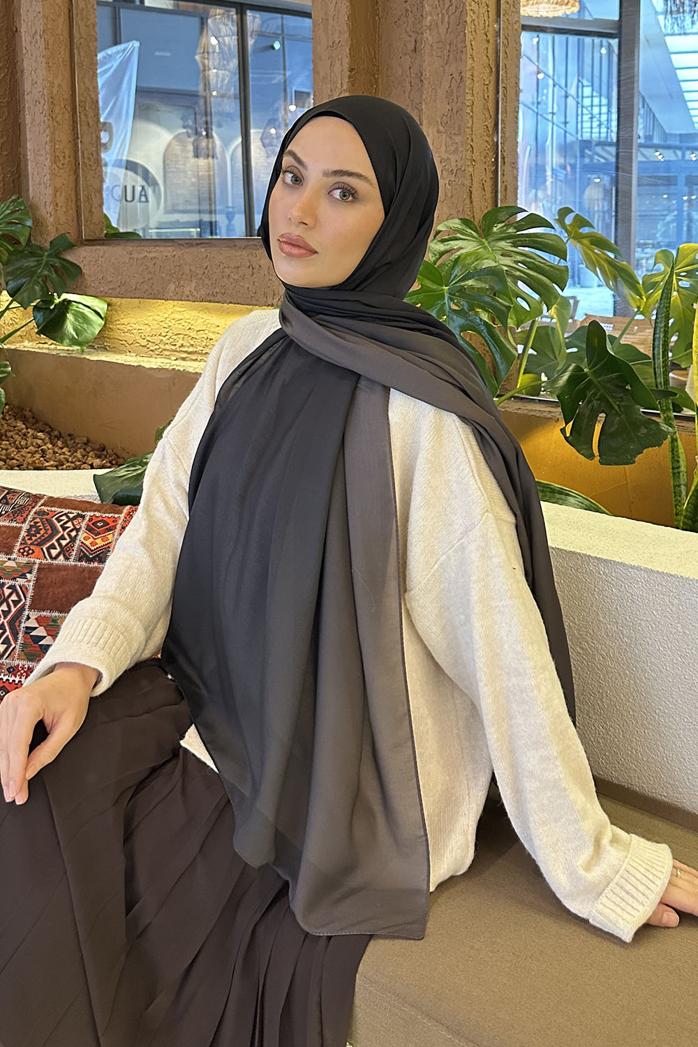 Lamelif Degrade Desen Soft Şal Siyah