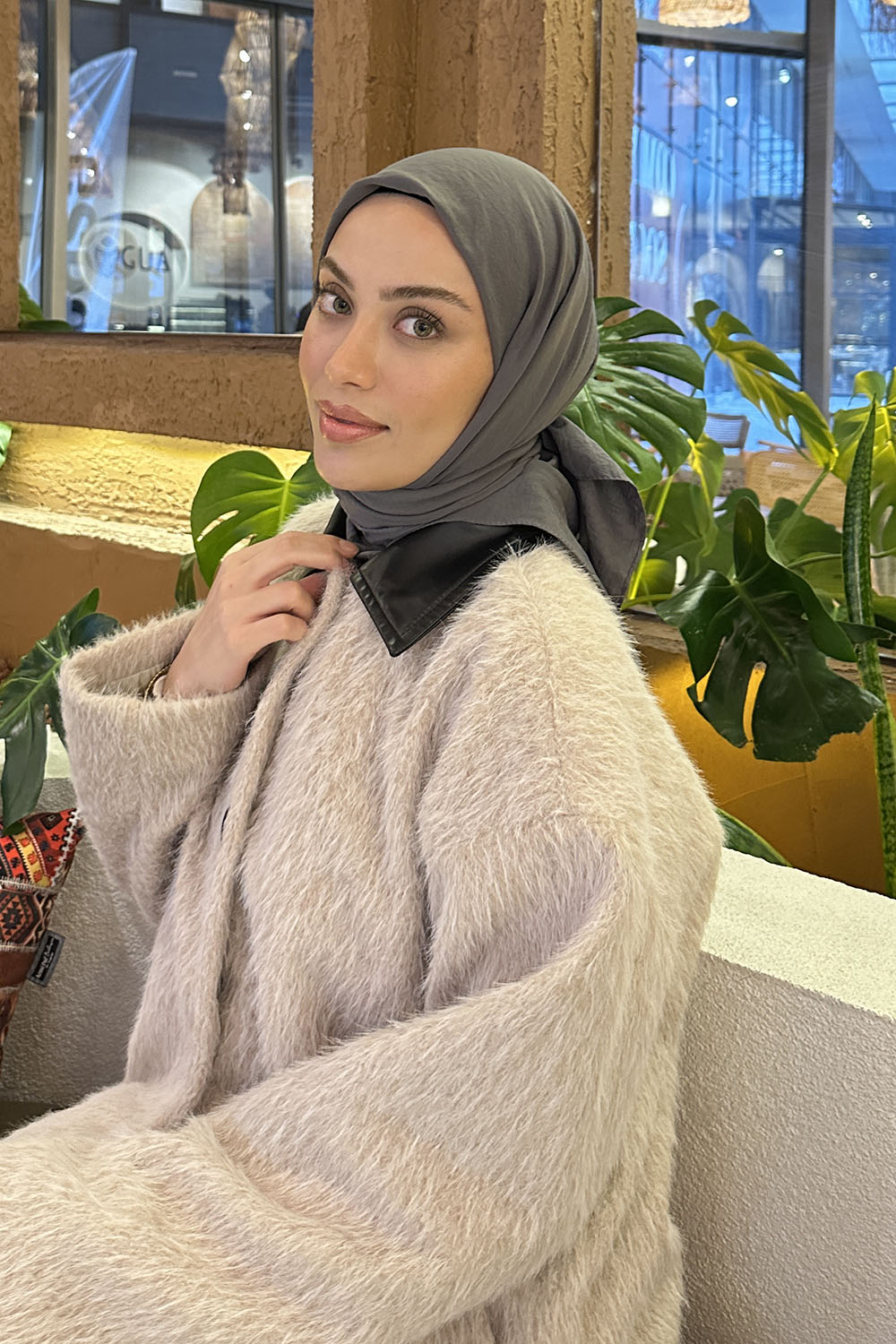 Lamelif Comfort Pamuk Eşarp Antrasit