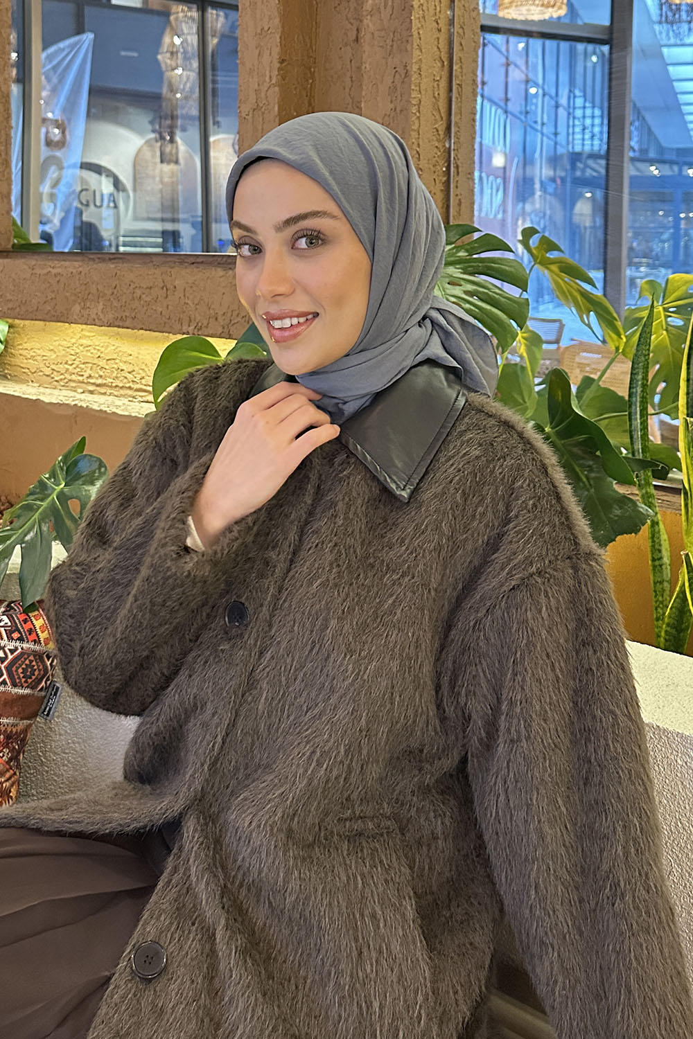 Lamelif Comfort Pamuk Eşarp Füme