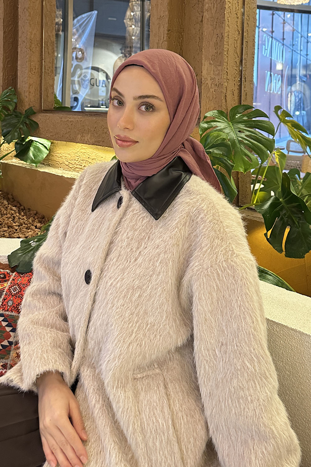 Lamelif Comfort Pamuk Eşarp Gül Kurusu