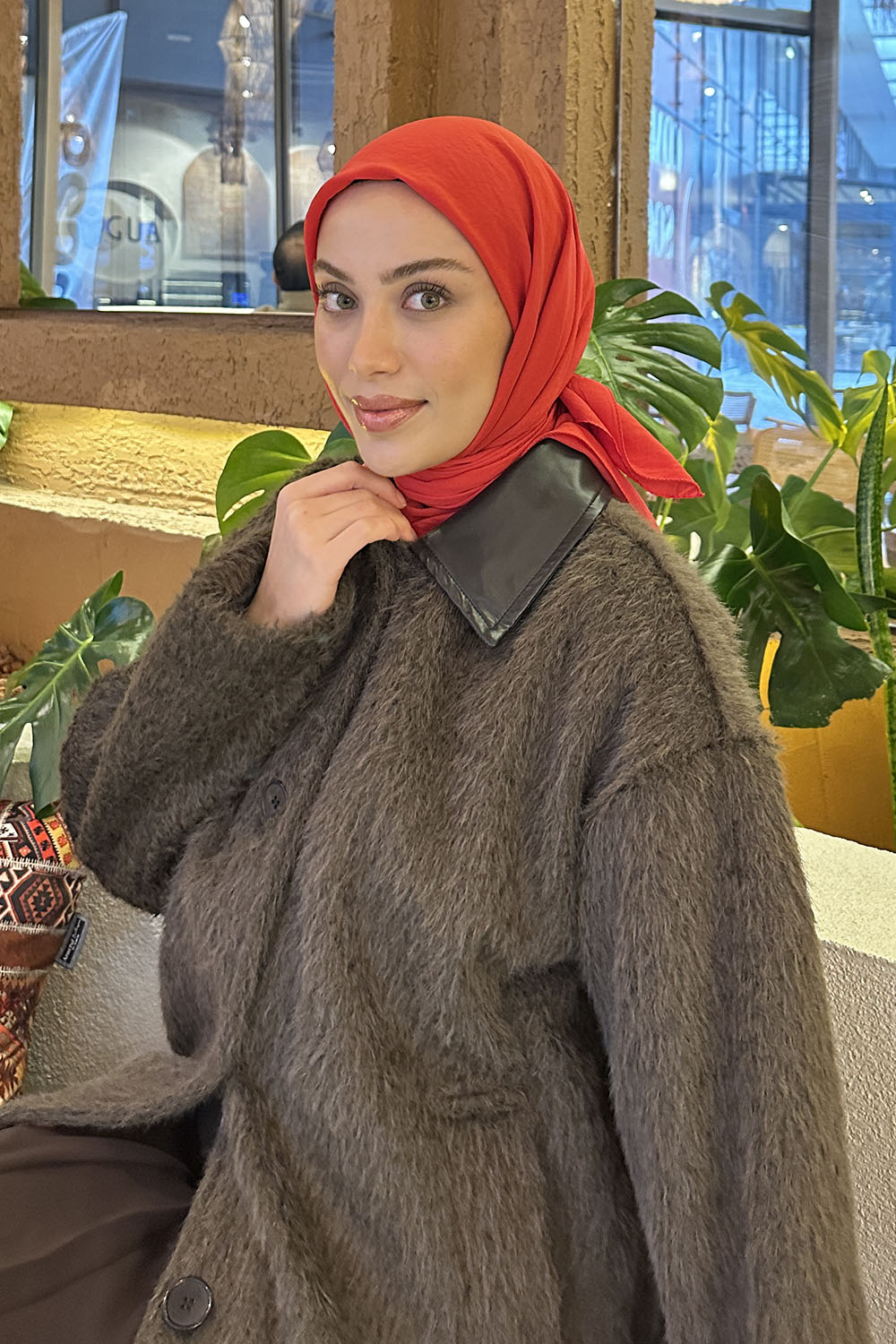 Lamelif Comfort Pamuk Eşarp Kırmızı