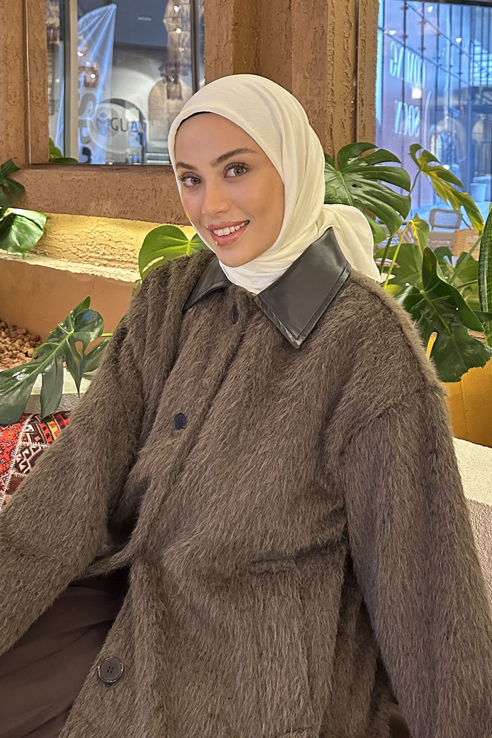 Lamelif Comfort Pamuk Eşarp Krem