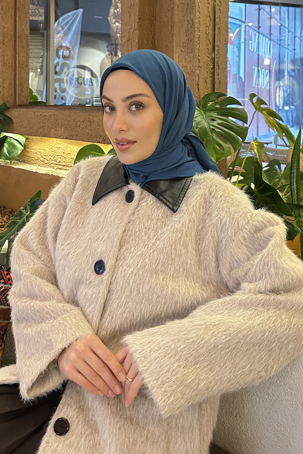 Lamelif Comfort Pamuk Eşarp Petrol Mavisi