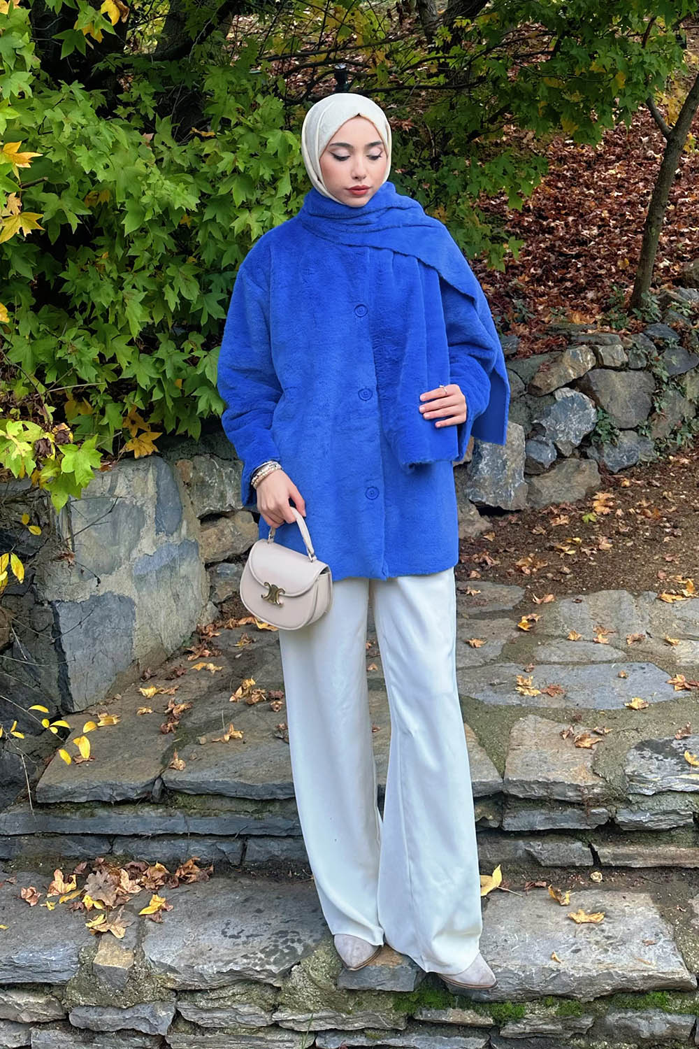 Lamelif Atkılı Peluş Mont Mor