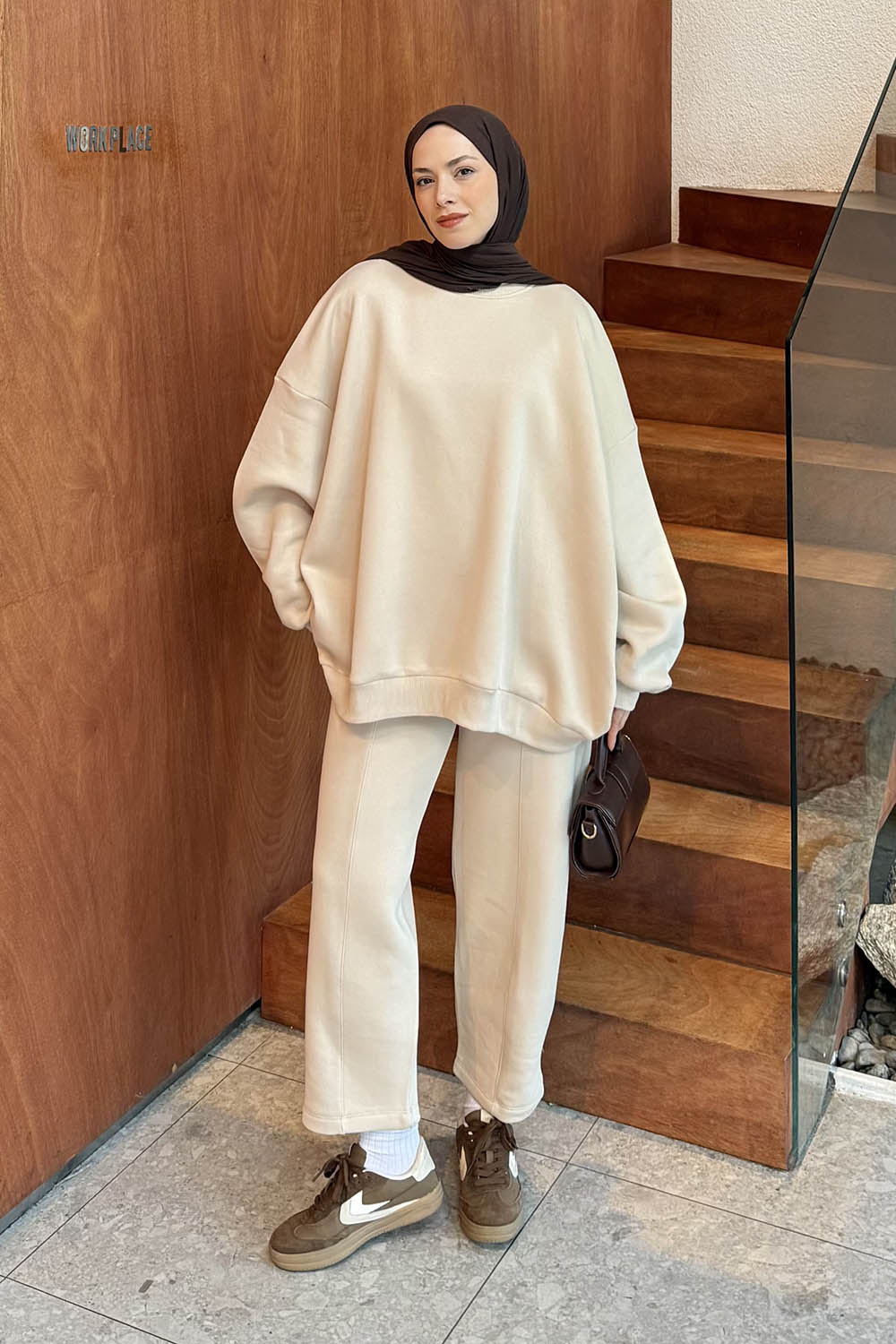 Lamelif Eşofman Takımı Krem