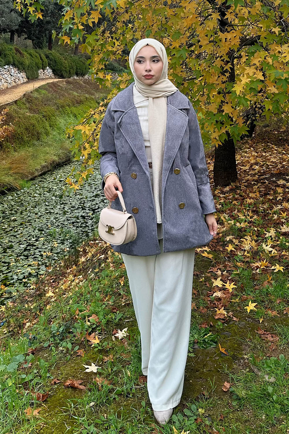 Lamelif Kaşe Kaban Gri