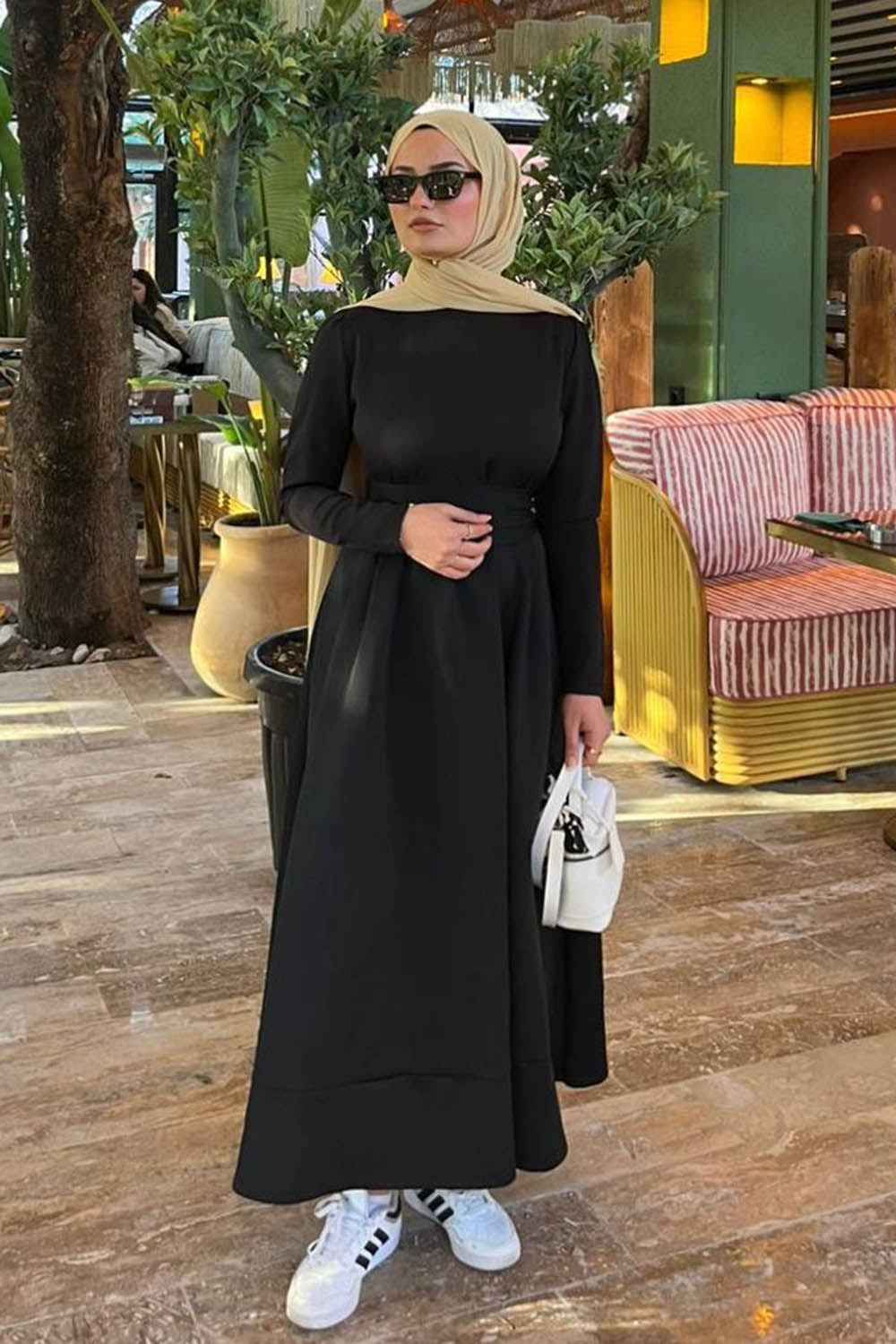 Lamelif Bağlama Detaylı Scuba Elbise Siyah