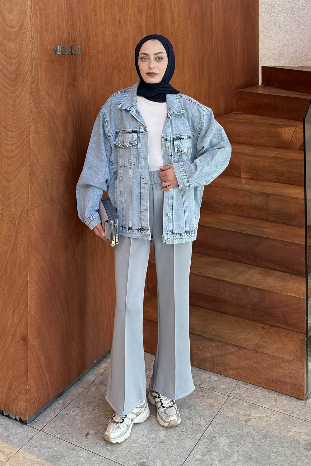 Lamelif Boyfriend Kot Ceket Açık Mavi