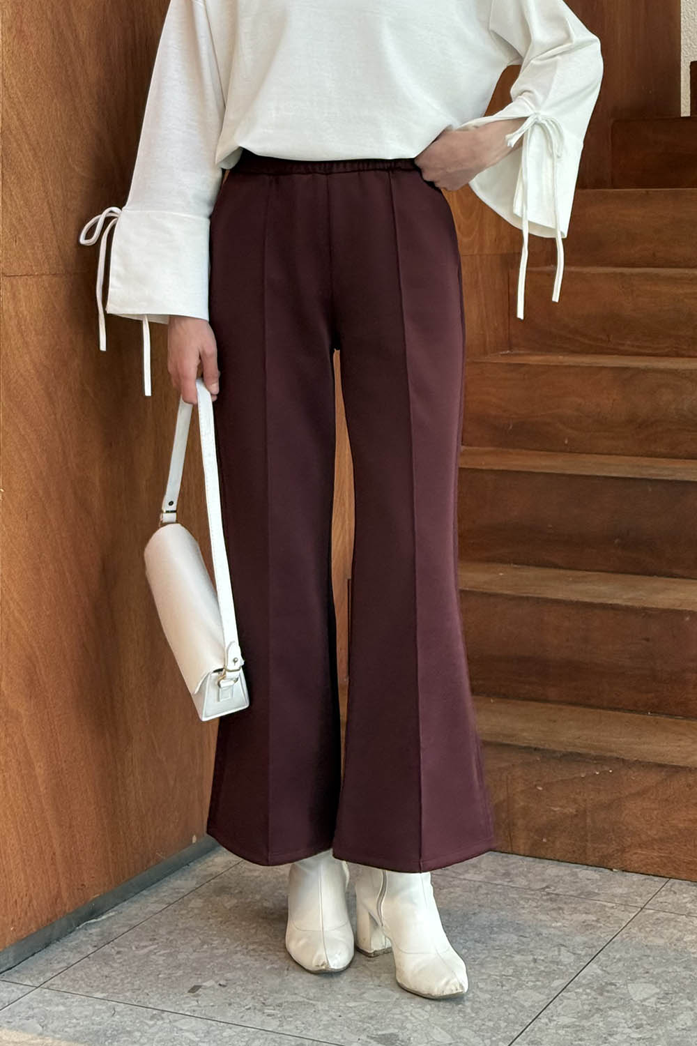 Lamelif Çımalı Scuba Pantolon Bordo