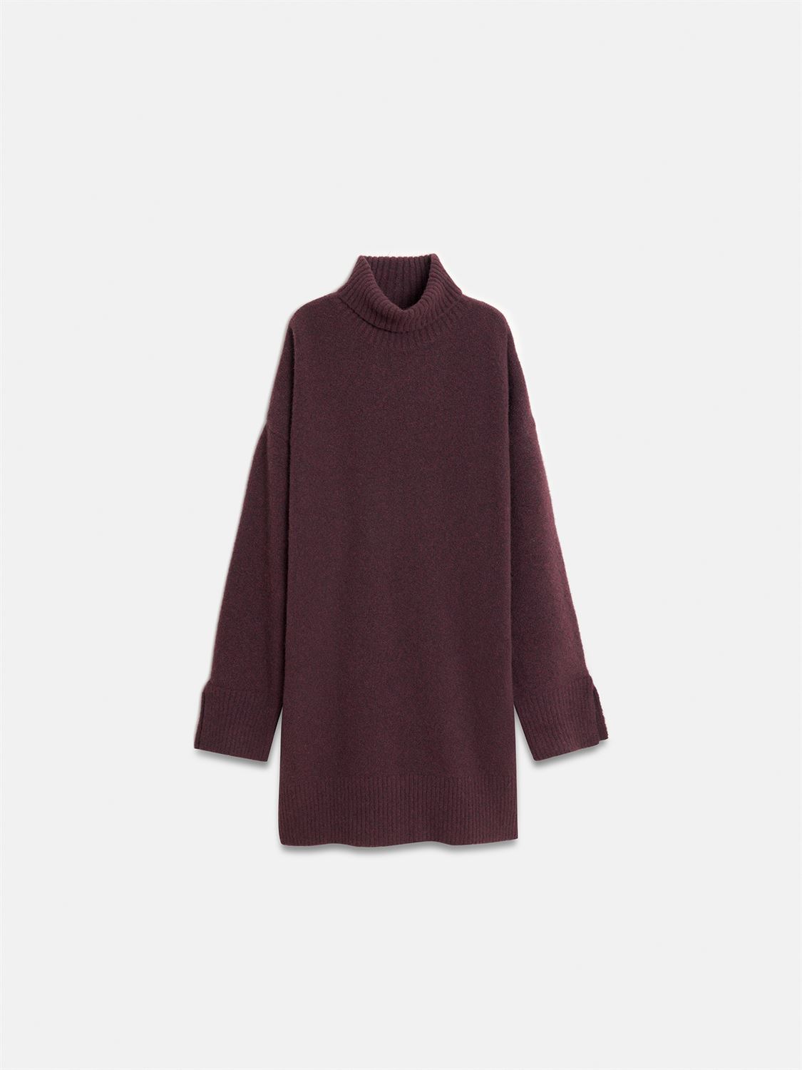 Lamelif 90265 Balıkçı Yaka Triko Elbise-Koyu Bordo