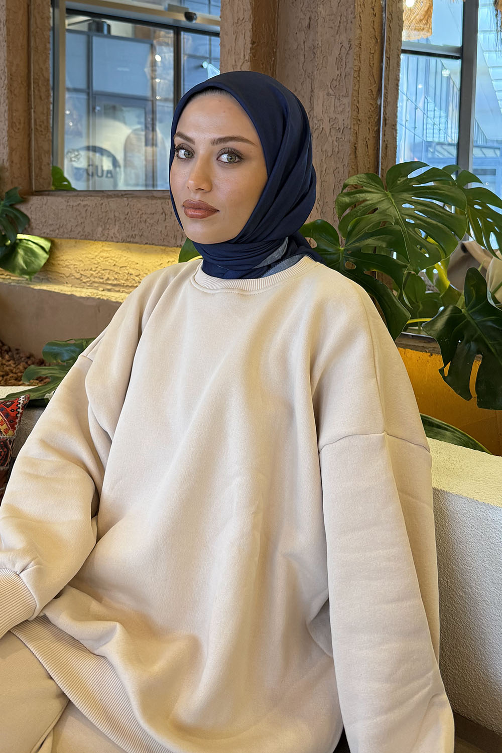 Lamelif Bulut Desen Soft Eşarp Lacivert