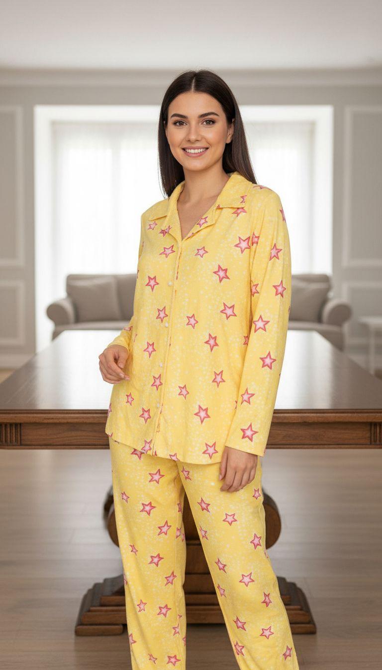 Lamelif Yıldız Desenli Pijama Takımı
