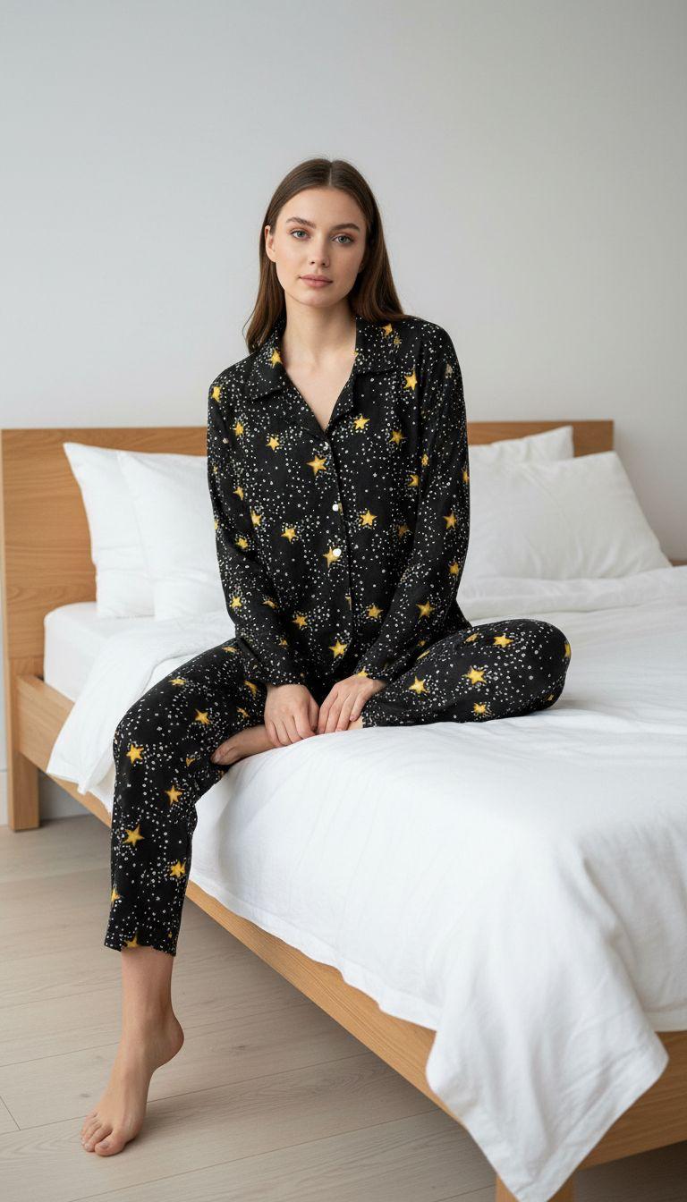 Lamelif Yıldız Desenli Pijama Takımı