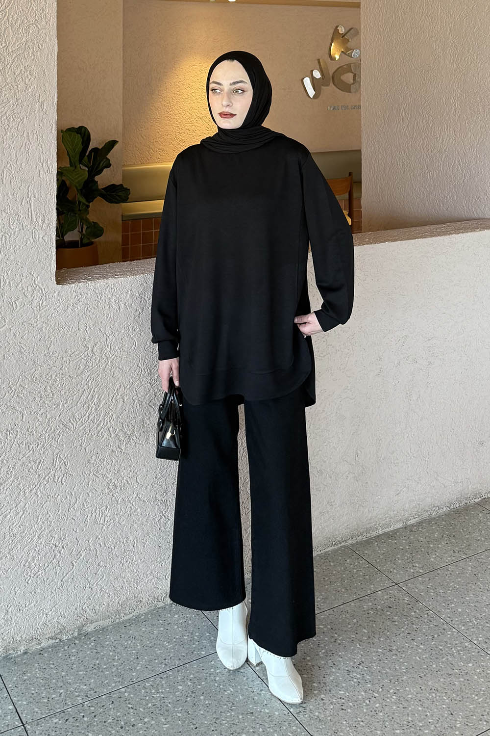 Lamelif Oysho Dikişli Sweat Siyah