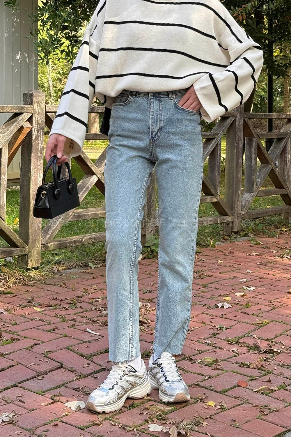 Blue-4 Denim Normal Waist Denim Pants