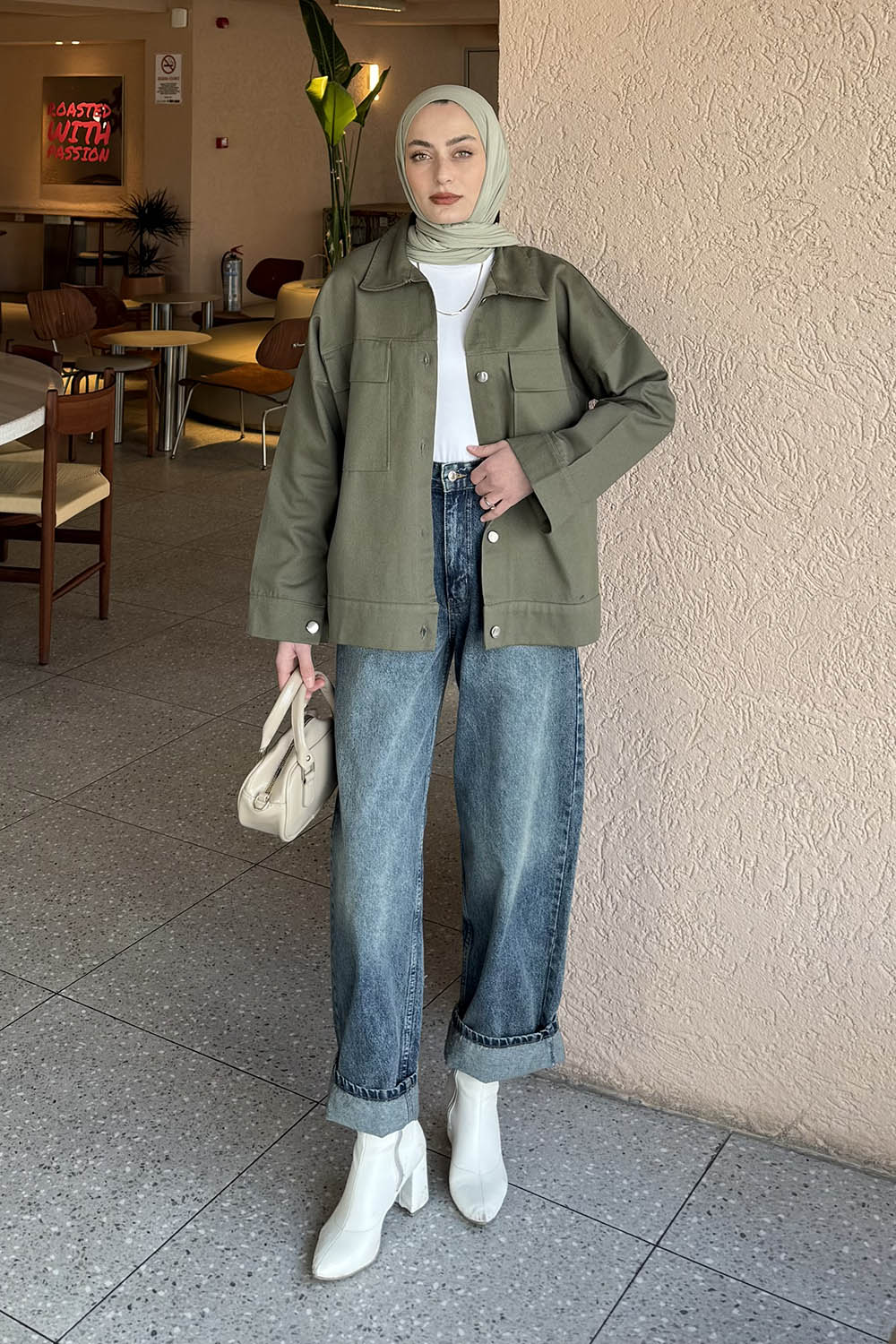 Lamelif Kapak Cepli Gömlek Haki