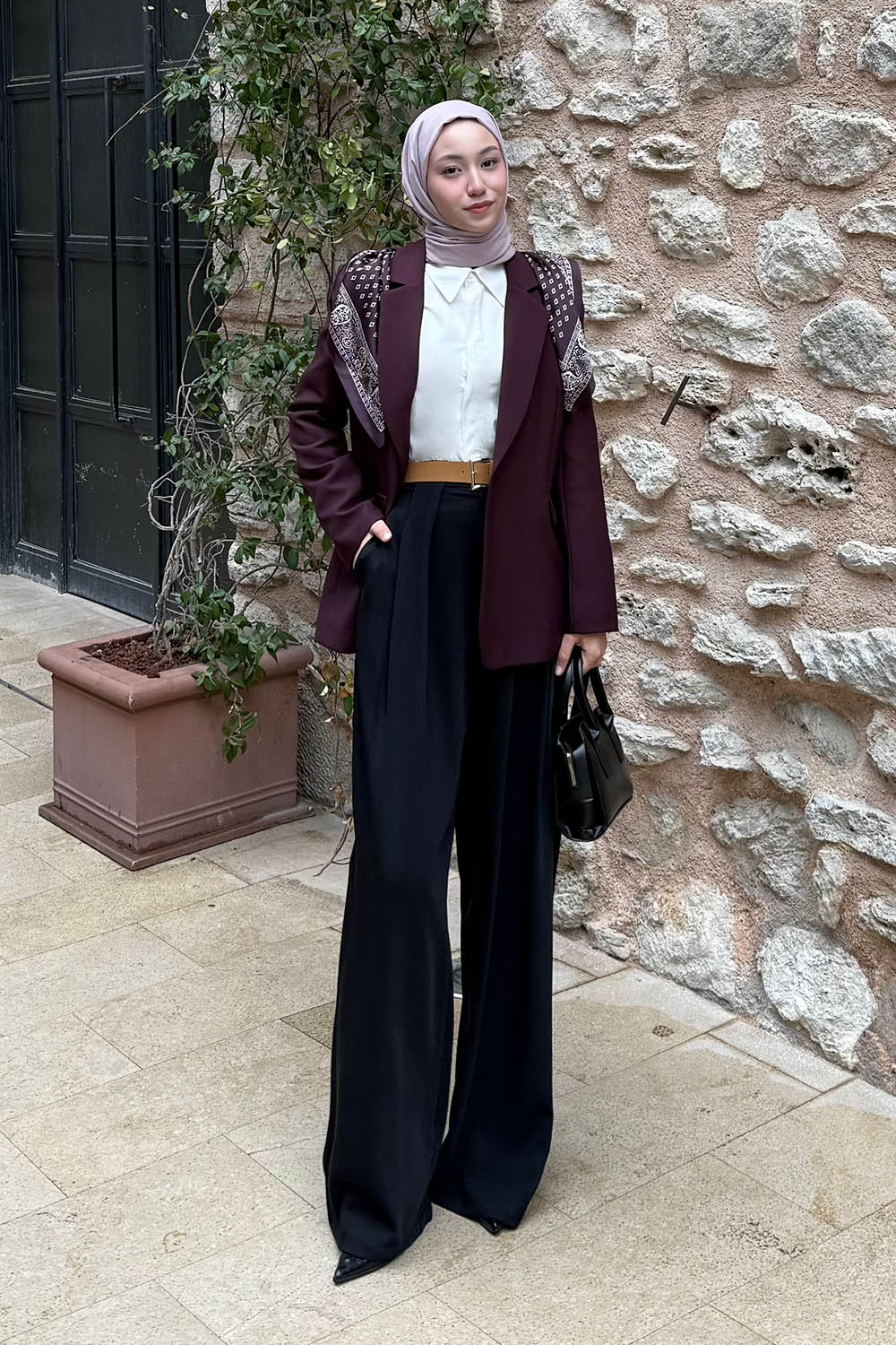 Plum Jacket Collar Long Arm Lycra Jacket